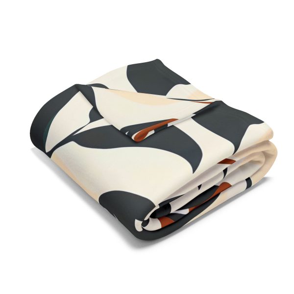 10180548996528394131_2048-1.jpeg Digital Blue Floral Fleece Blanket - Elegant Black, White, Brown, and Green Tones - Organic Shapes and Soft Hues for Cozy Comfort