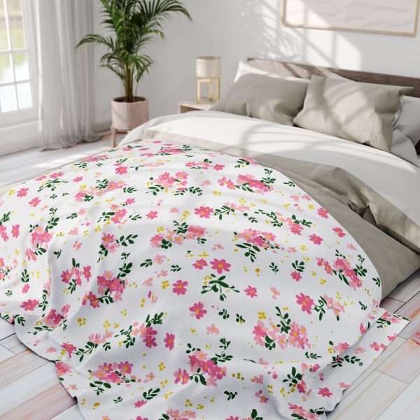 10635418968879762165_2048-1.jpeg Floral Fleece Blanket, Cozy Throw for Home, Lightweight Bedding Blanket, Perfect Gift for Her, Pink Floral Blanket