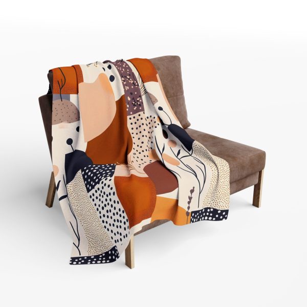 Boho Abstract Geometric Floral Fleece Blanket in Muted Pastel & Earth Tones - Smooth & Stylish