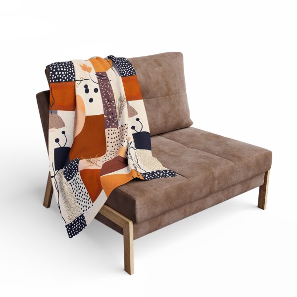 Boho Abstract Geometric Floral Fleece Blanket in Muted Pastel & Earth Tones - Smooth & Stylish