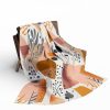 Boho Abstract Fleece Blanket with Geometric and Floral Motifs in Muted Pastel and Earth Tones