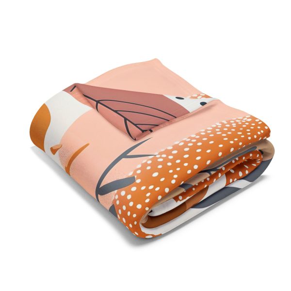 Boho Abstract Fleece Blanket with Geometric and Floral Motifs in Muted Pastel and Earth Tones