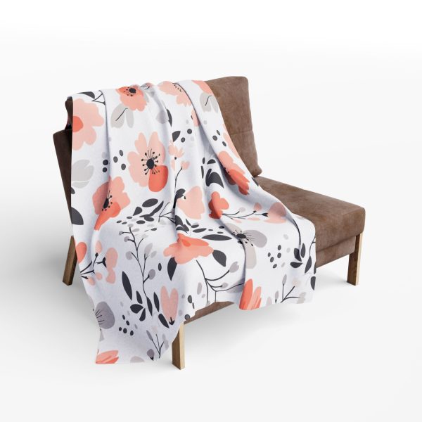 17031844308128995673_2048-1.jpeg Cute Pastel Pink, Pale Peach, and Gray Floral Pattern Fleece Blanket - Cozy Home Decor Essential