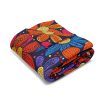 Bhil Tribal Art Fleece Blanket - Vibrant Large Flower Shapes with Colorful Dot Work - Traditional Pattern