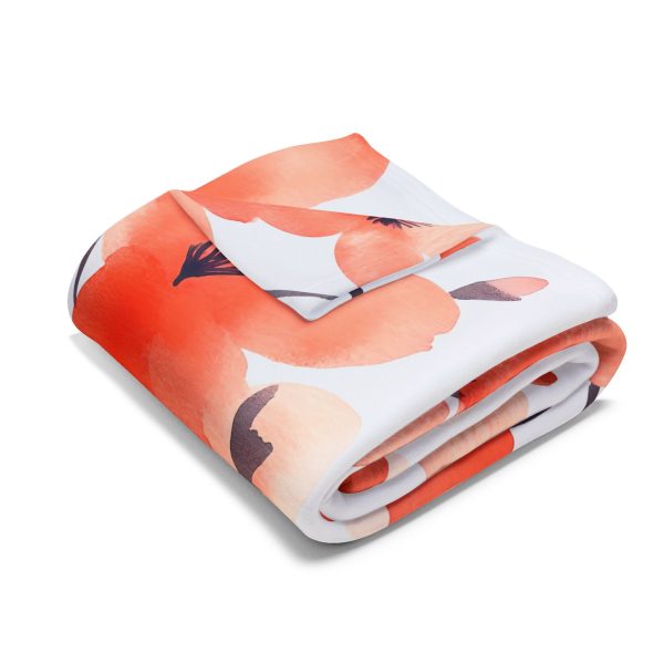 Gulmohar Tree Flowers Fleece Blanket - Minimalist Watercolor Design on White Background