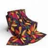 Bhil Tribal Art Fleece Blanket - Vibrant Large Flower Shapes with Colorful Dot Work - Traditional Tribal Pattern