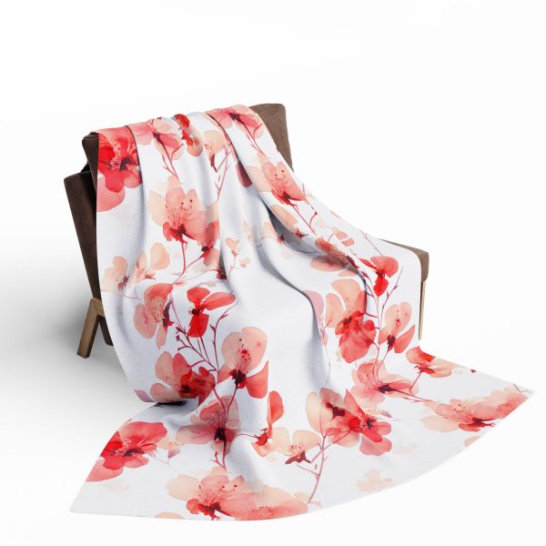 18121749285571060755_2048-1.jpeg Soft Fleece Blanket with Minimalist Monochromatic Watercolor Gulmohar Tree Design - Cozy Home Decor Accent