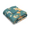 Elegant Vintage Rose Fleece Blanket in Peach and Mustard Tones on Teal Background
