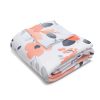 Muted Monochromatic Fleece Blanket with Expressive Brush Painting of Gulmohar Tree Flowers on White Background
