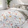 Meadow Flowers Watercolor Fleece Blanket - Pastel Colors with Cute Floral Pattern, White Floral Print, Soft and Cozy