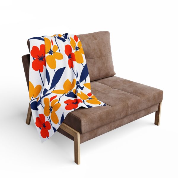 2539994266096402537_2048-1.jpeg Abstract Floral Fleece Blanket Inspired by Henri Matisse - Bold Colors, Cut Paper Style - Three Color Options