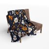 2626205355425090410_2048-1.jpeg Navy Blue and Brown Floral Fleece Blanket - Traditional Indian Block Print Design with Hand-Stamped Look