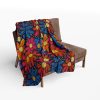Bhil Tribal Art Fleece Blanket - Vibrant Large Flower Shapes with Colorful Dot Work - Traditional Pattern