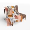 Boho Abstract Fleece Blanket with Geometric and Floral Motifs in Muted Pastel and Earth Tones