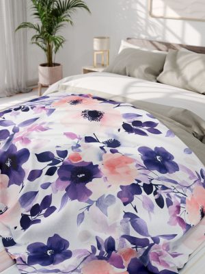 3232588287748999047_2048-1.jpeg Ethereal Bouquet Fleece Blanket – Soft Pastel Colors with Delicate Floral Motifs in Tadashi Yamamoto Style