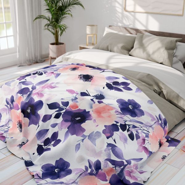 Ethereal Bouquet Fleece Blanket – Soft Pastel Colors with Delicate Floral Motifs in Tadashi Yamamoto Style