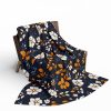 3411805932623901328_2048-1.jpeg Navy Blue and Brown Floral Fleece Blanket - Traditional Indian Block Print Design with Hand-Stamped Look