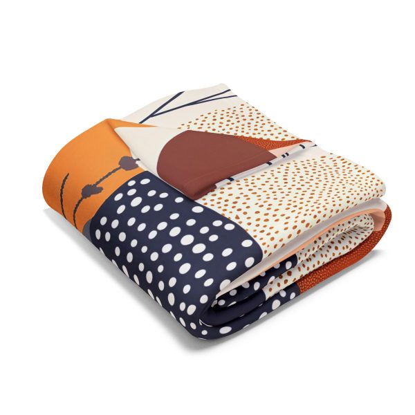 Boho Abstract Geometric Floral Fleece Blanket in Muted Pastel & Earth Tones - Smooth & Stylish