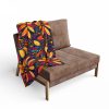 Bhil Tribal Art Fleece Blanket - Vibrant Large Flower Shapes with Colorful Dot Work - Traditional Tribal Pattern