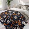 6615077971400541465_2048-1.jpeg Navy Blue and Brown Floral Fleece Blanket - Traditional Indian Block Print Design with Hand-Stamped Look