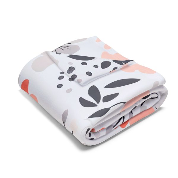 770739890101684309_2048-1.jpeg Cute Pastel Pink, Pale Peach, and Gray Floral Pattern Fleece Blanket - Cozy Home Decor Essential