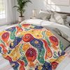 Rajasthani Inspired Fleece Blanket - Bandhani Dot Art Pattern in Vibrant Colors with Peacocks, Paisleys, and Floral Motifs