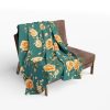 Elegant Vintage Roses Fleece Blanket in Soft Peach and Mustard Tones on Teal Background