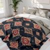 8755760145577439717_2048-1.jpeg Indigo and Crimson Ajrakh Textile Pattern Fleece Blanket - Traditional Indian Block Print Style with Geometric Motifs