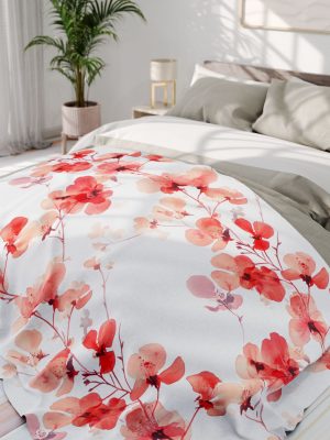 877376633723282526_2048-1.jpeg Soft Fleece Blanket with Minimalist Monochromatic Watercolor Gulmohar Tree Design - Cozy Home Decor Accent