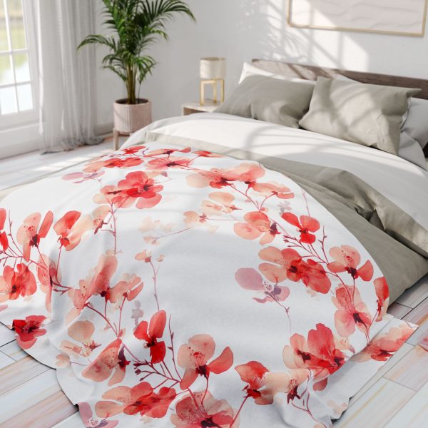 877376633723282526_2048-1.jpeg Soft Fleece Blanket with Minimalist Monochromatic Watercolor Gulmohar Tree Design - Cozy Home Decor Accent