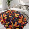 Bhil Tribal Art Fleece Blanket - Vibrant Large Flower Shapes with Colorful Dot Work - Traditional Tribal Pattern