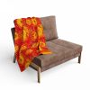 Vibrant Red and Yellow Bandhani Tie Dye Fleece Blanket with Traditional Indian Paisley Design