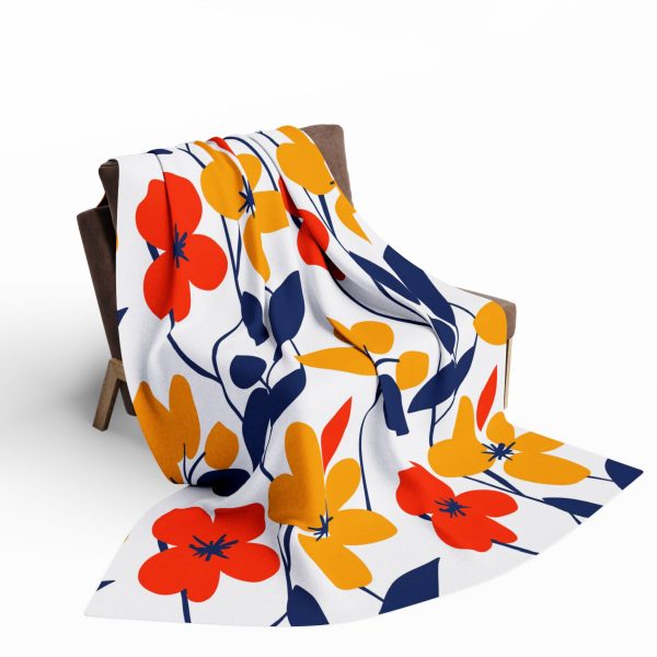 9242928181392704739_2048-1.jpeg Abstract Floral Fleece Blanket Inspired by Henri Matisse - Bold Colors, Cut Paper Style - Three Color Options