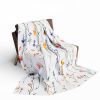 Meadow Flowers Watercolor Fleece Blanket - Pastel Colors with Cute Floral Pattern, White Floral Print, Soft and Cozy