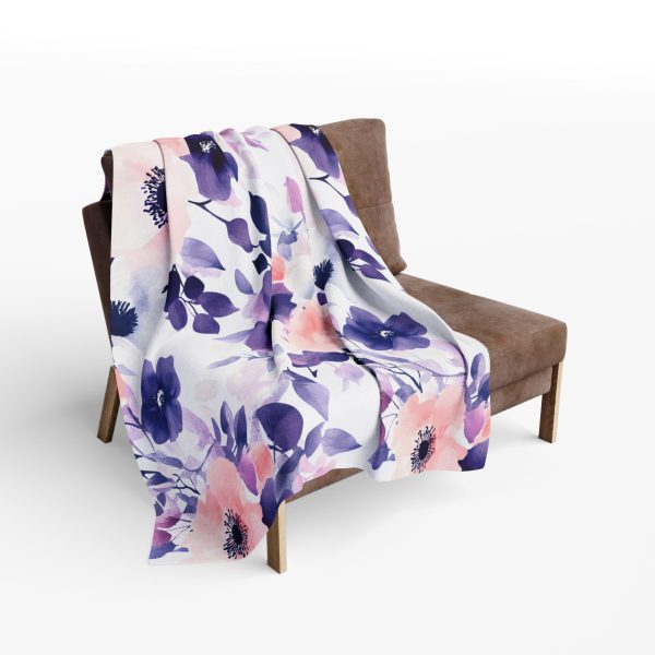 Ethereal Bouquet Fleece Blanket – Soft Pastel Colors with Delicate Floral Motifs in Tadashi Yamamoto Style