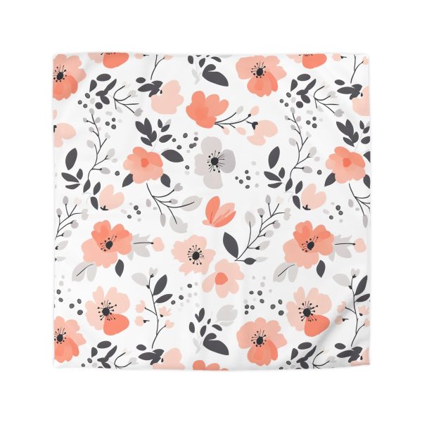 101050560608951363_2048.jpeg Soft Pastel Floral Microfiber Duvet Cover | Pink, Peach, Gray | Lightweight & Breathable | Invisible Zipper | Charming Bedroom Decor Accent