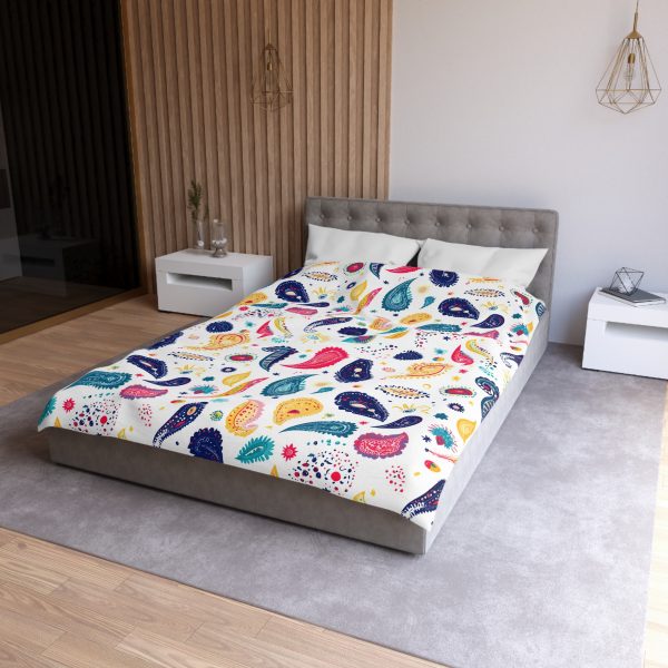 10182463041620389301_2048.jpeg Minimalist Microfiber Duvet Cover with Flat Color Paisley Motifs | Soft Pastel Colors | Lightweight & Breathable | Modern Indian-Inspired Home Decor