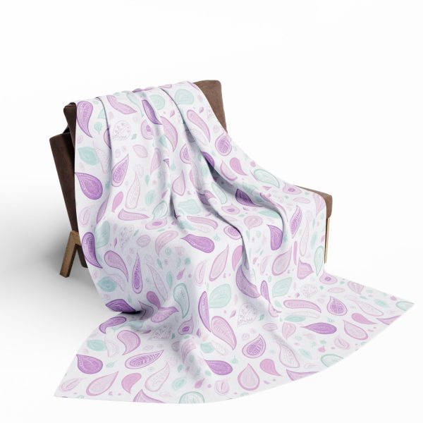 10519787057754319819_2048.jpeg Minimalist Paisley Motif Fleece Blanket in Soft Pastel Palette - Light Pink, Mint, Lavender - Airy and Elegant Design with Clean Lines - Professional and Minimalistic Style