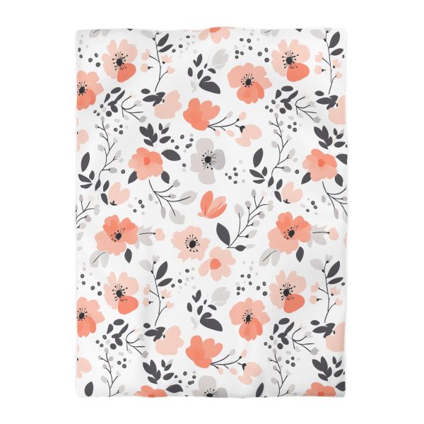 10690953131912245176_2048.jpeg Soft Pastel Floral Microfiber Duvet Cover | Pink, Peach, Gray | Lightweight & Breathable | Invisible Zipper | Charming Bedroom Decor Accent