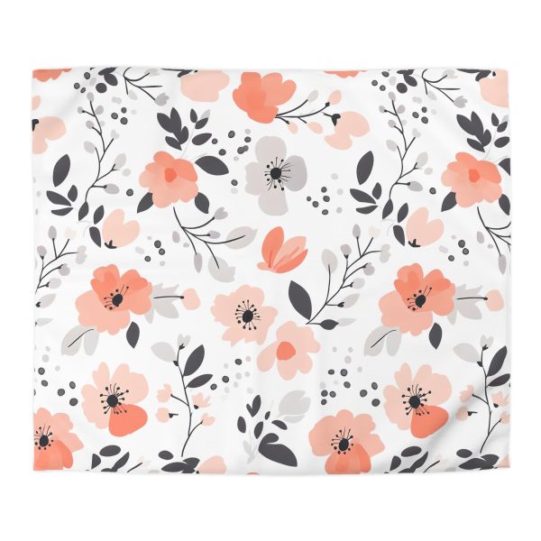 11117591147706425093_2048.jpeg Soft Pastel Floral Microfiber Duvet Cover | Pink, Peach, Gray | Lightweight & Breathable | Invisible Zipper | Charming Bedroom Decor Accent