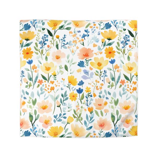 Watercolor Meadow Flowers White Floral Print - Pastel Colors Cute Pattern on Watercolor Paper Texture