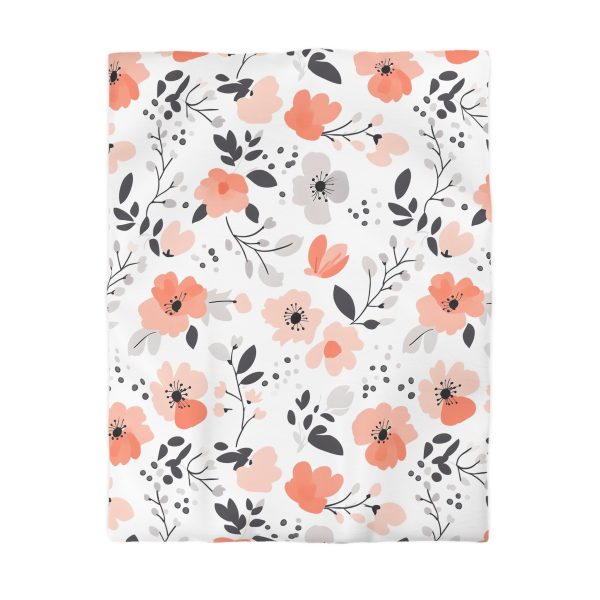 11631022731630430610_2048.jpeg Soft Pastel Floral Microfiber Duvet Cover | Pink, Peach, Gray | Lightweight & Breathable | Invisible Zipper | Charming Bedroom Decor Accent