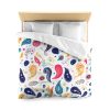 12467082509022415475_2048.jpeg Minimalist Microfiber Duvet Cover with Flat Color Paisley Motifs | Soft Pastel Colors | Lightweight & Breathable | Modern Indian-Inspired Home Decor