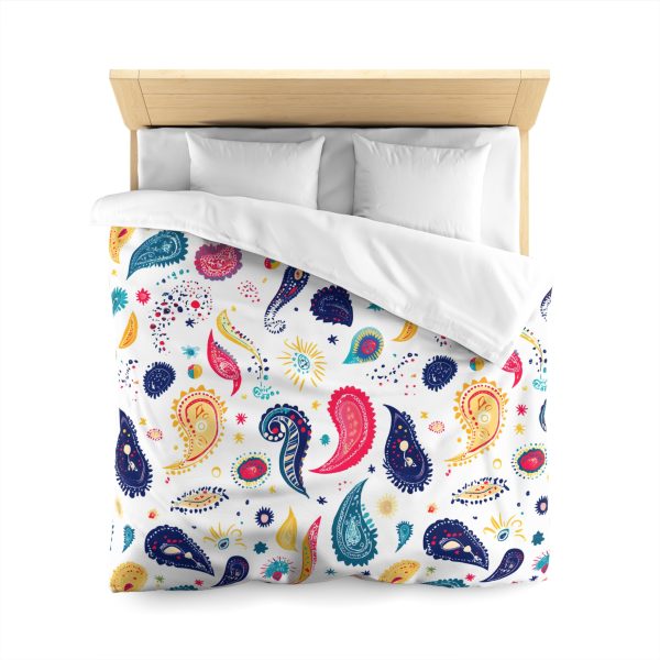 12467082509022415475_2048.jpeg Minimalist Microfiber Duvet Cover with Flat Color Paisley Motifs | Soft Pastel Colors | Lightweight & Breathable | Modern Indian-Inspired Home Decor