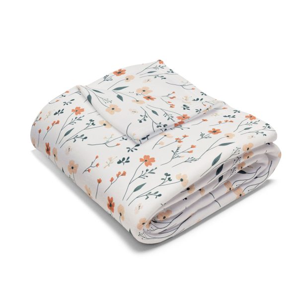 12722474848233772367_2048.jpeg Pastel Floral Minimalist Fleece Blanket - Peach, Cream, Mint - Professional All-Over Pattern
