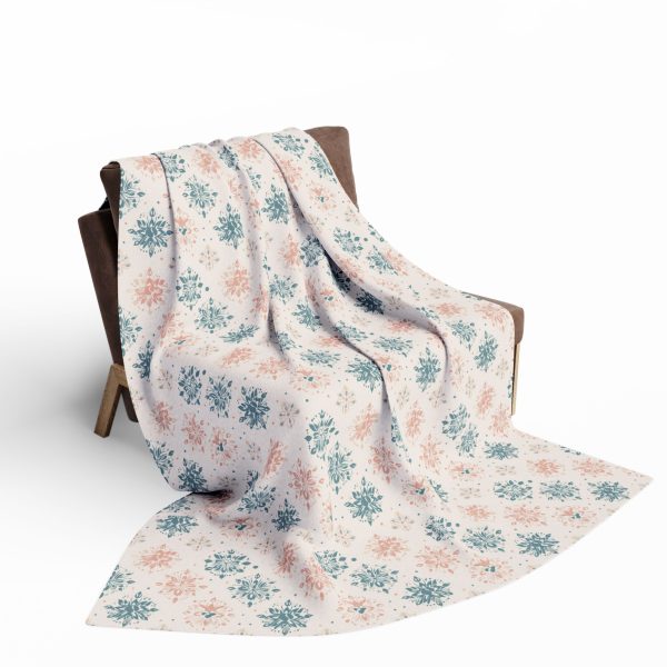13273225614240741436_2048.jpeg Indian Artistry Inspired Cozy Fleece Blanket with Peacock Motifs and Mandala Fragments | Minimalist Design in Pastel Palette - Decorative and Comforting Layer