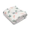 Warli Art Inspired Sparrow Fleece Blanket - Cozy Minimal Design in Cream, Soft Pink, Mint - Cultural Sophistication for Sofa or Bed
