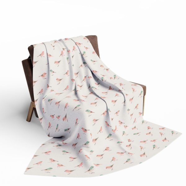 Warli Art Inspired Sparrow Fleece Blanket - Minimalist Bird Design - Cozy Home Decor Accent