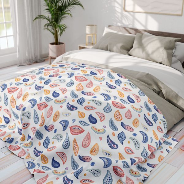 14158311187717663875_2048.jpeg Paisley Watercolor Fleece Blanket - Elegant Hand-Drawn Design in Soft Shades for a Minimalistic Look
