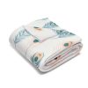 14425102501678621226_2048.jpeg Indian Art Inspired Peacock Feather Fleece Blanket - Soft Teal, Blush, Cream - Home Decor Throw for Sofa or Bed